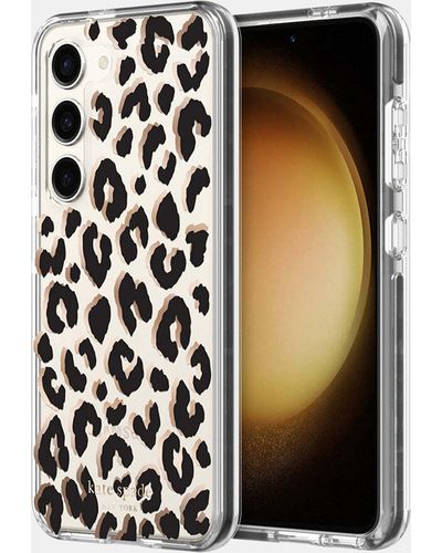 Kate Spade Ksny Phone Case For Samsung Galaxy S23 Protective Hardshell City Leopard - White