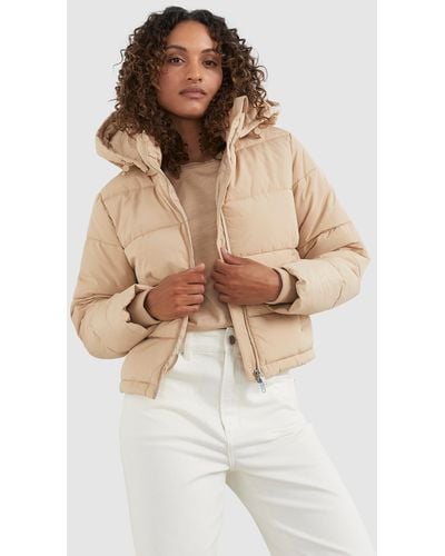 French Connection Boxy Puffer Jacket - Natural
