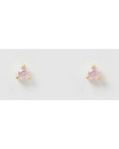 Izoa Dee Baby Pink Cubic Zirconia Small Stud Earrings - Metallic