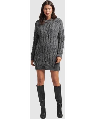 Superdry Cable Knit Dress - Grey