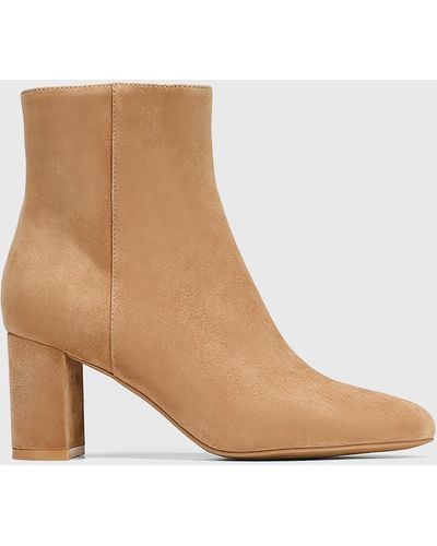 Wittner Kimberly Suede Block Heel Ankle Boots - Natural