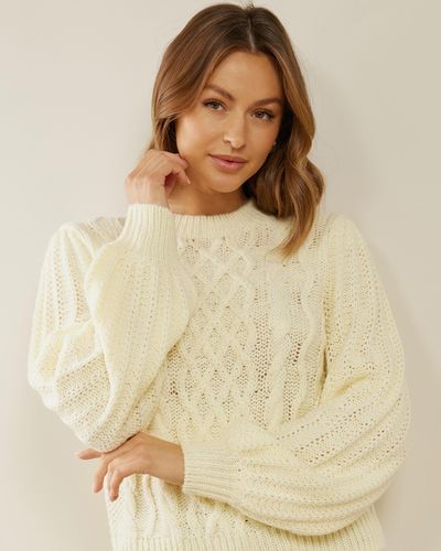 Atmos&Here Emily Wool Blend Cable Knit Jumper - Natural
