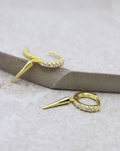 CA Jewellery Spike Earrings White - Metallic