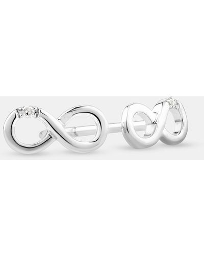 Michael Hill Diamond Accent Infinity Stud Earrings In Sterling - White