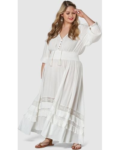 The Poetic Gypsy Seeing Stars Maxi Dress - White