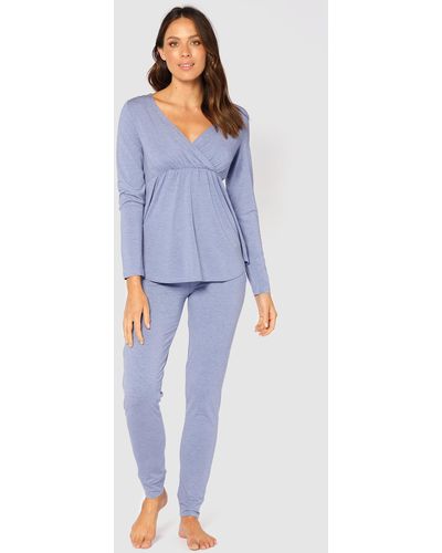 Bamboo Body Pj Slouch Pant - Blue