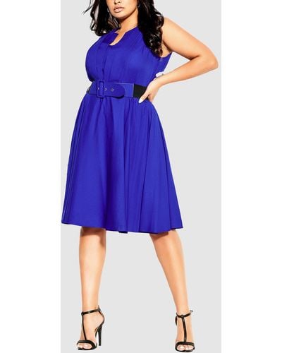 City Chic Vintage Veronica Dress - Blue