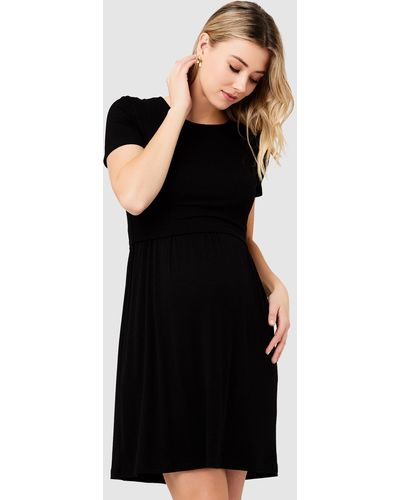 Ripe Maternity Rib Crop Top Nursing Dress - Black