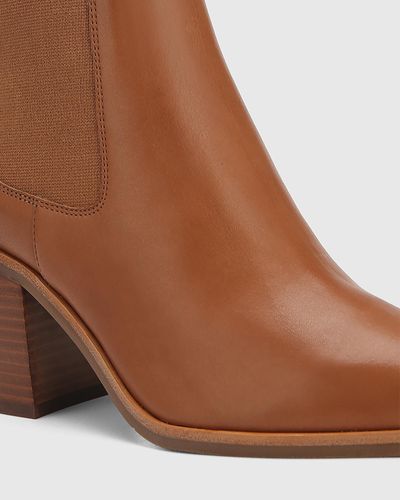 Wittner Poliana Leather Block Heel Ankle Boots - Brown