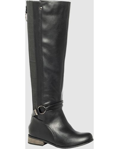 City Chic Wide Fit Phoebe Knee High Boot - Black