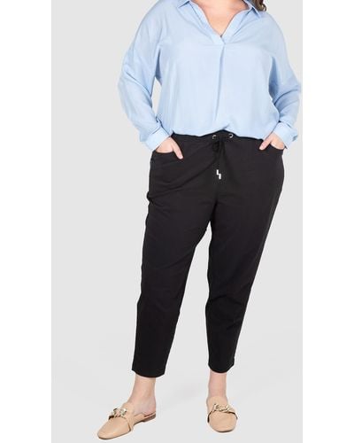 Love Your Wardrobe Ally Twill Stretch Drawcord Trousers - Blue