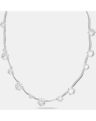 Swarovski Constella Necklace, Mixed Round Cuts, White, Rhodium Plated - Natural