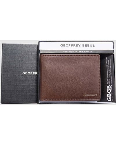 Geoffrey Beene Trifold Wallet With Coin Purse - Brown
