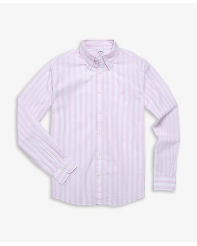 Brooks Brothers Friday Shirt, Poplin Bold Striped - White