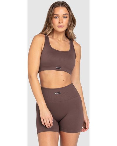 Doyoueven Ribbed Seamless Crop - Brown