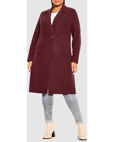 City Chic Effortless Chic Coat - Red