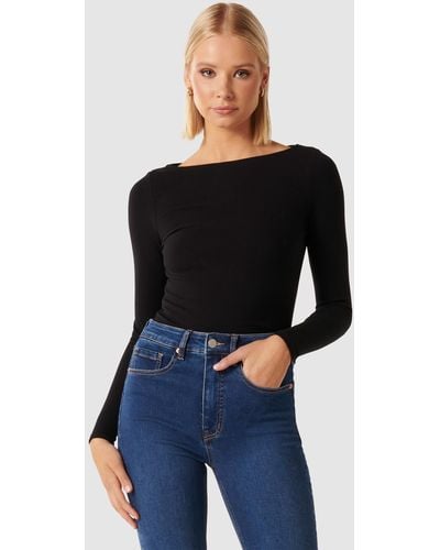 Forever New Brie Boat Neck Long Sleeves Top - Black