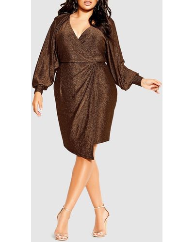 City Chic Party Lights Dress - Brown
