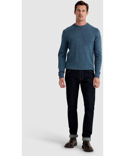OXFORD Bently Donegal Crew Neck Knit Top - Blue