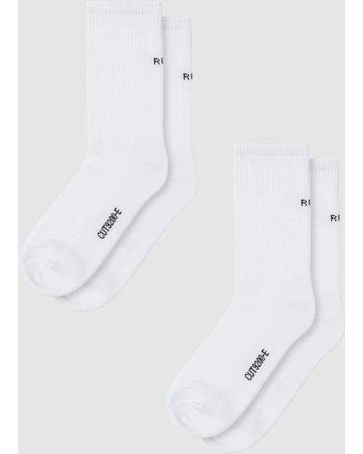 REC GEN Logo Sock Two Pack - White