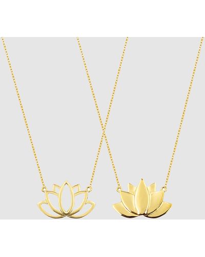Secret Sisterhood Lotus Friendship Necklaces - Metallic
