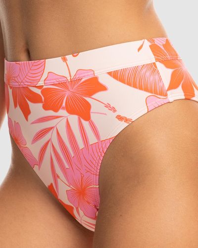 Roxy Printed Beach Classics Mid Waist Bikini Bottoms - Orange