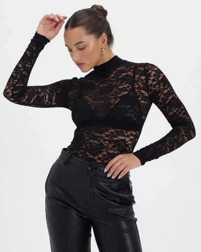 Dazie Share A Little Lace Bodysuit - Black