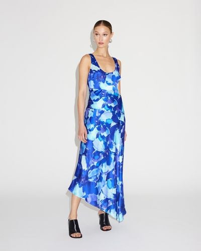 Lover Arya Silk Asymmetric Dress - Blue