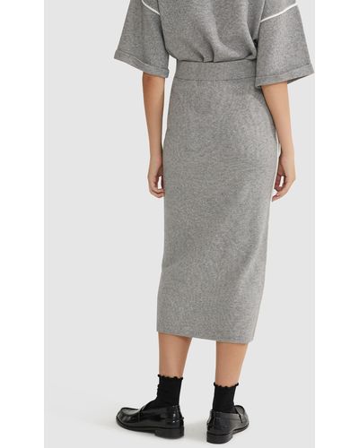 OXFORD Birdie Trim Midi Skirt - Grey