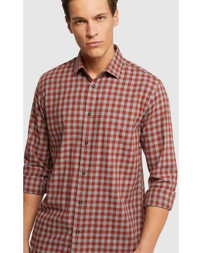 OXFORD Stratton Flannel Check Shirt - Red