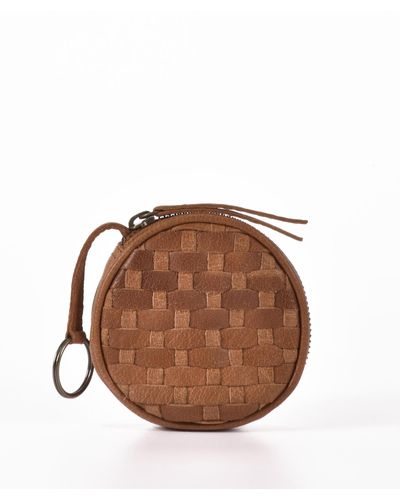 Cobb & Co Creswell Leather Woven Coin Purse - Brown