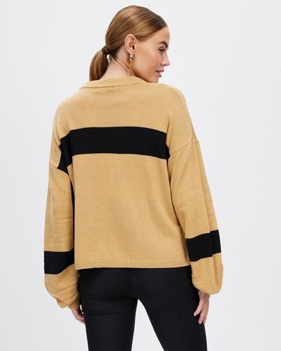 Honey and Beau Manhat Groove Two Tone Jumper - Natural