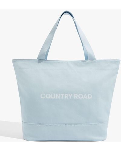 Country Road Australian Cotton Print Modern Shopper - Blue