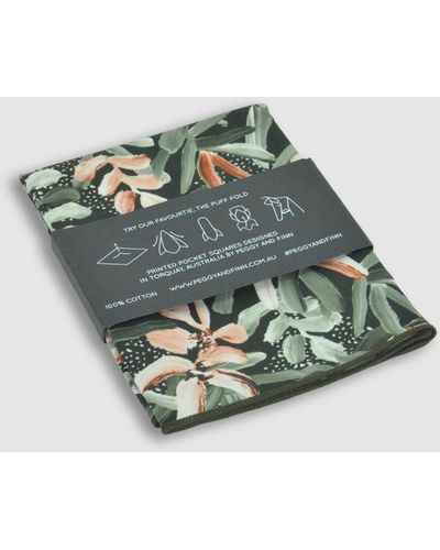 Peggy and Finn Protea Pocket Square - Green