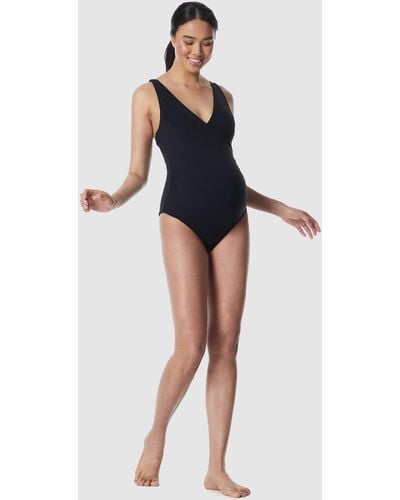 SOON Maternity Cross Front One Piece Swimsuit - Blue