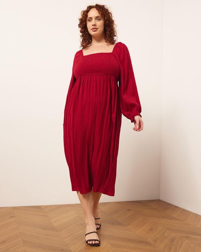 Atmos&Here Curvy Hanah Cotton Midi Dress - Red