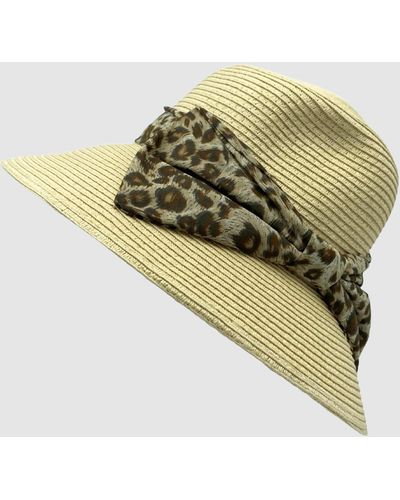 Jacaru 1884 Bell Hat With Leopard Scarf - Natural