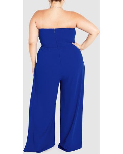 City Chic Attract Jumpsuit - Blue