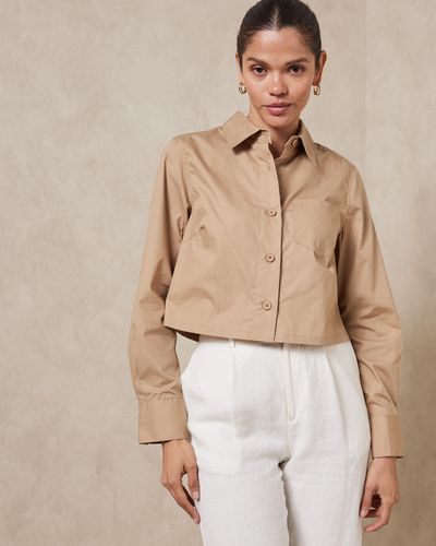 AERE Organic Cotton Cropped Shirt - Natural
