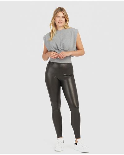Spanx Leather Like Skinny Trousers, Regular - Grey