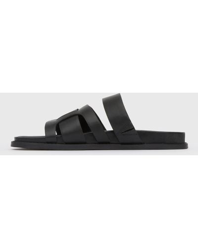 Betts Astro Leather Footbed Slides - White