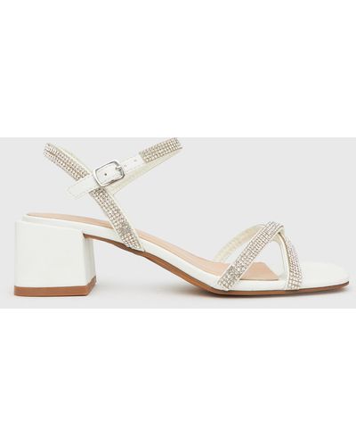 Betts Shay Diamante Low Heeled Sandals - White