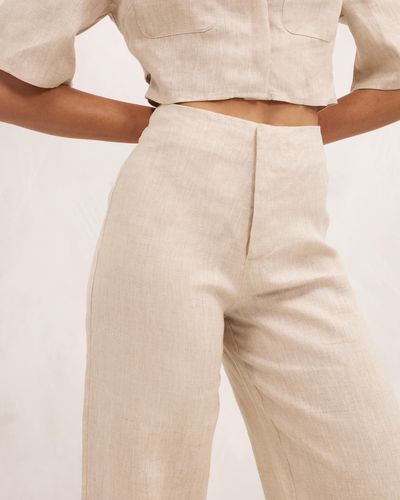 AERE Relaxed Linen Trousers - Natural