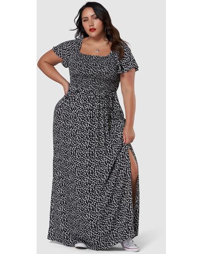 Sunday In The City Getting Down Print Maxi Dress - Black