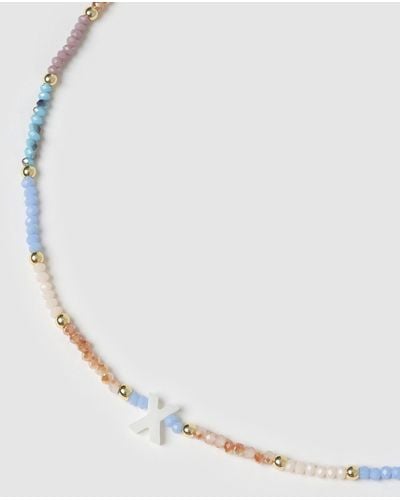 ARMS OF EVE Beaded Shell Initial Necklace X - White