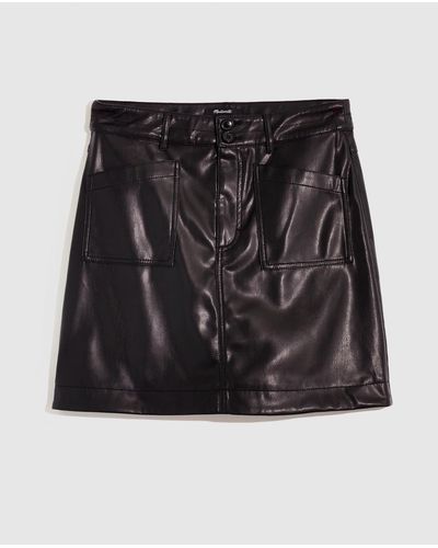 Madewell Vegan Leather A Line Mini Skirt - Black