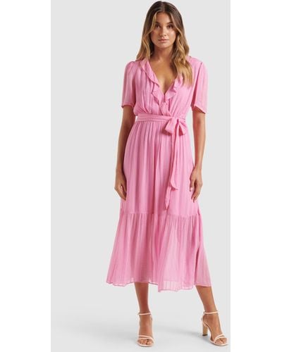 Forever New Tobi Ruffle Midi Dress - Pink