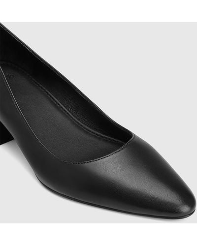 Wittner Gemmah Leather Block Heel Court Shoes - Black