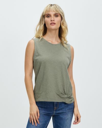 Foxwood Knot Front Crop Tank - Green