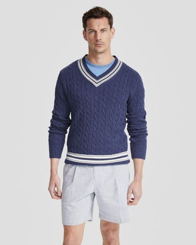 OXFORD Richie Cricket Cable Knit Top - Blue